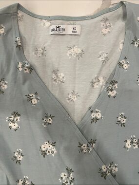 Hollister Women's Light Blue Floral Wrap dress
